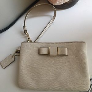 Coach Wristlet with Bow - White